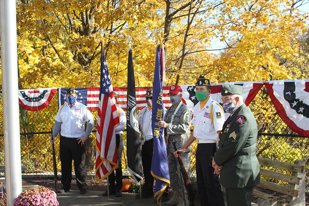 An honor guard stands at attention during Sunday’s Veteran’s Day ceremony.