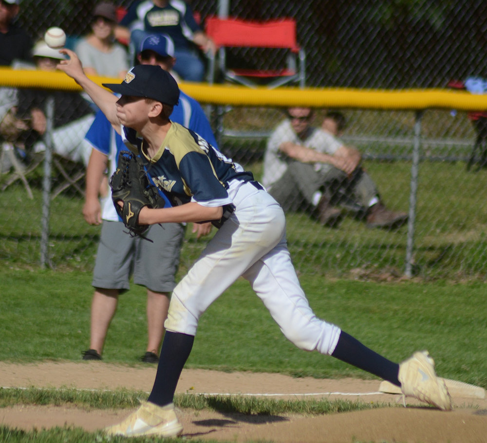 Tyler VanderKooy pitches for Pine Bush.