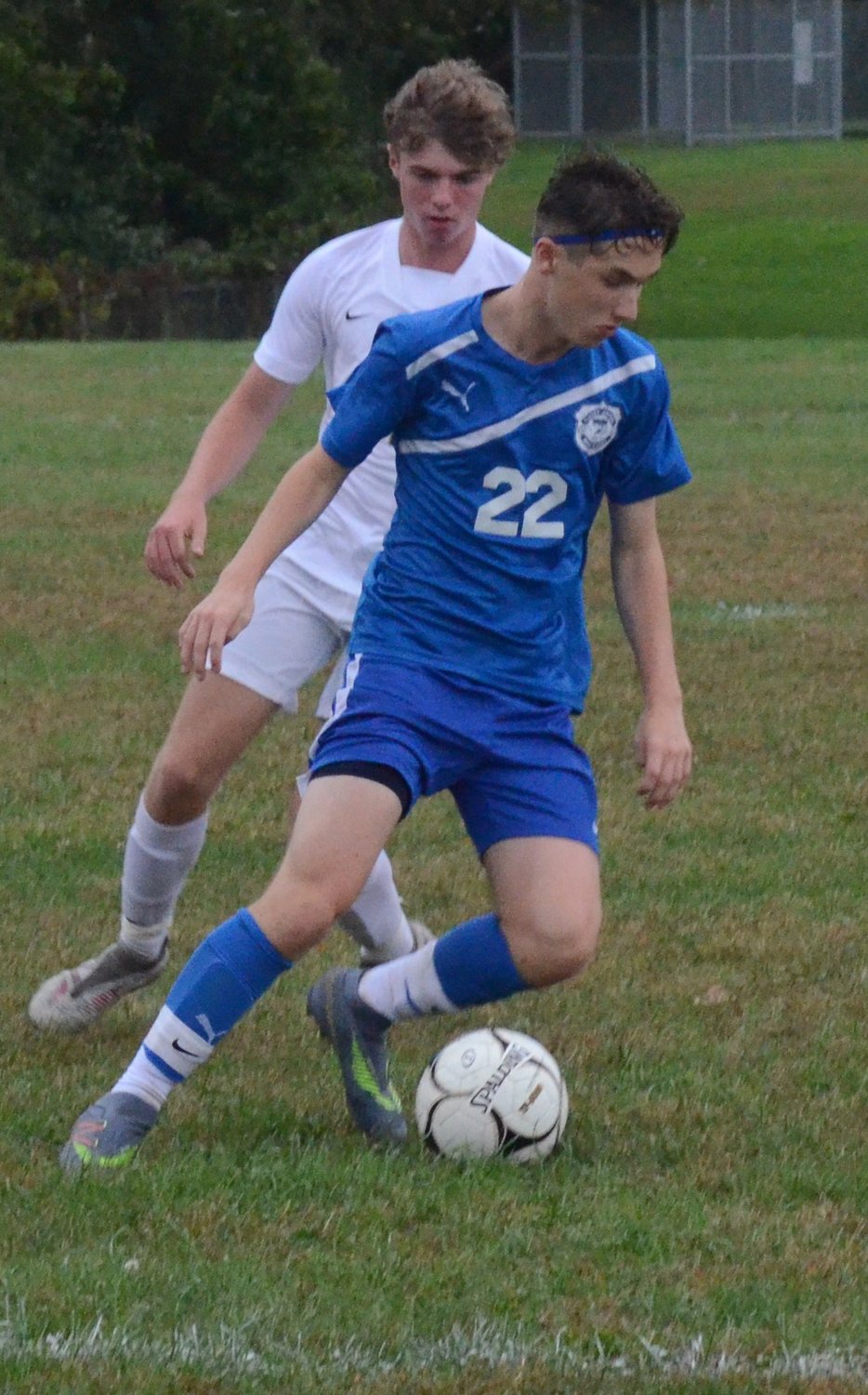 Valley Central’s Aidan Garrison maneuvers the ball away from Newburgh’s Ryan Kirby during Thursday’s OCIAA boys’ soccer game at Valley Central high School in Montgomery.
