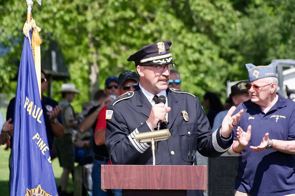 Crawford Police Chief Dom Blasko expressing the importance of Memorial Day 