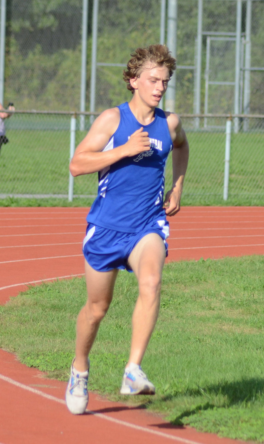 Valley Central’s Jacob Sahlstrom finished first in the boys’ race during an OCIAA cross-country meet on Sept. 13 at Valley Central High School in Montgomery.