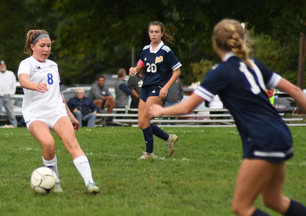 Valley Central’s Samantha Setteducato stops and redirects the ball.
