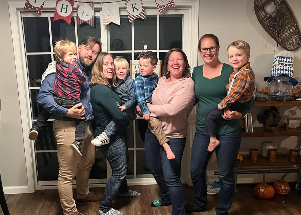 Strangers on the day before Thanksgiving, the Reichardt family (left) and the Williams-Rugaber family are now friends.