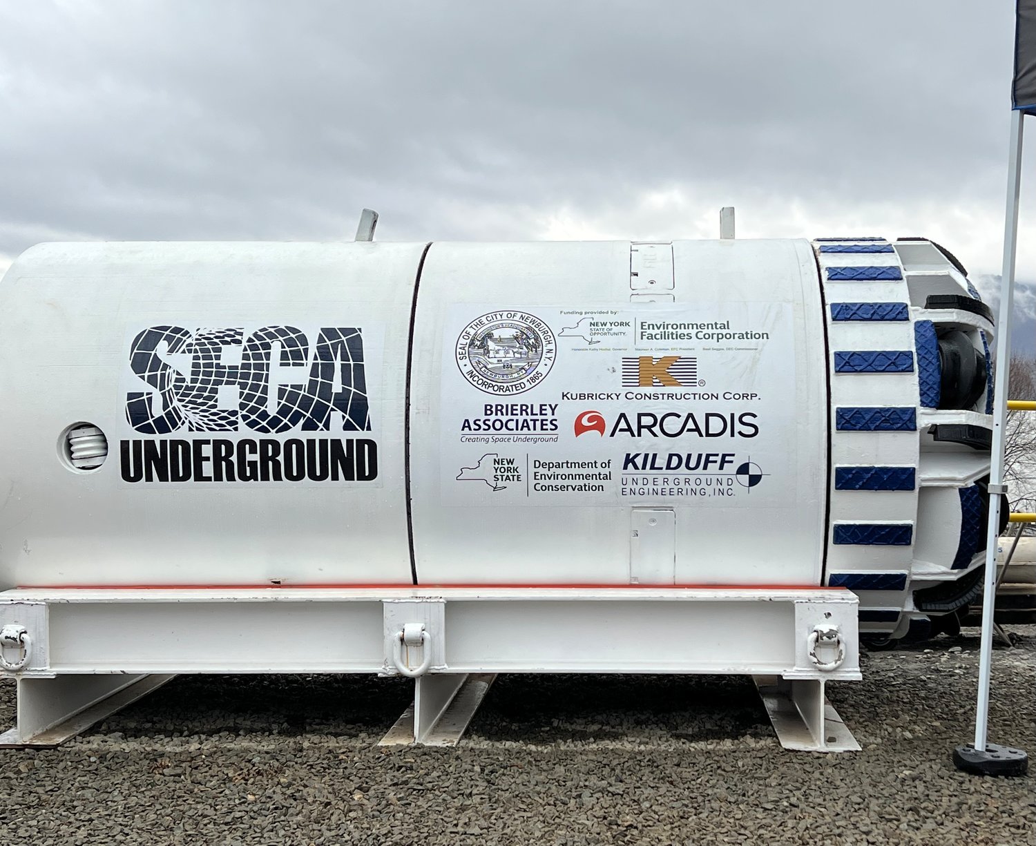 The new tunnel boring drill weighing 35,000 pounds that was fabricated and constructed in Maryland, specifically for the project at a cost of $1.5 million.