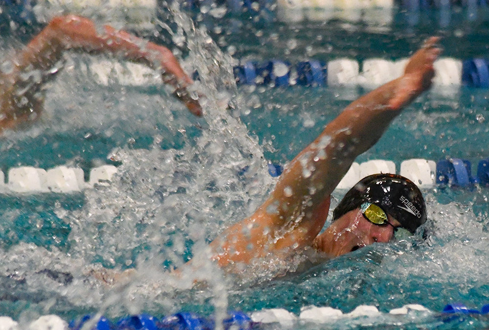 Valley Central's Timothy Grabinski swims the 200-yard freestyle during Saturday's Section 9 boys' swimming championship meet at Valley Central High School in Montgomery.