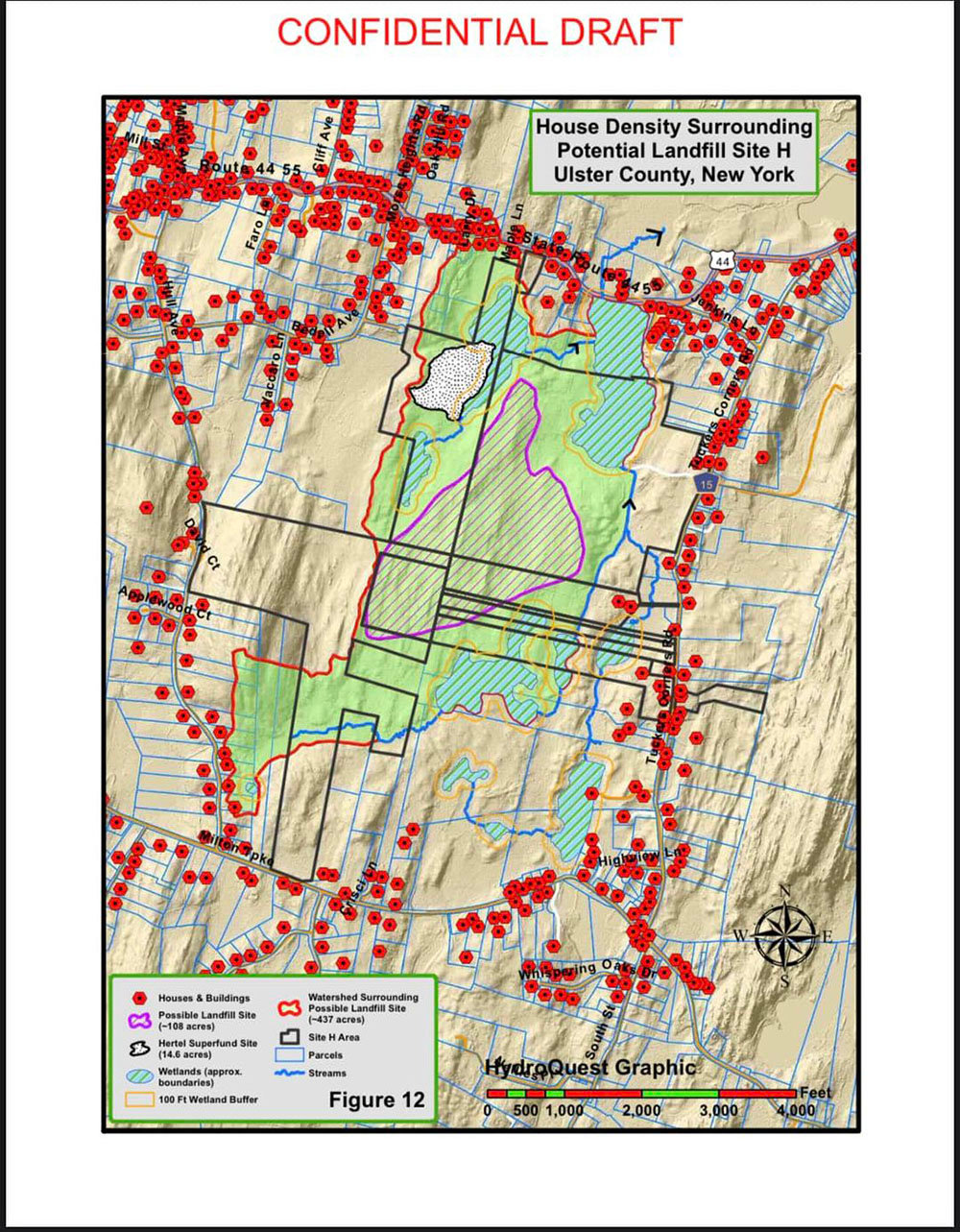 HydroQuest  chart showing housing density of a potential landfill site.