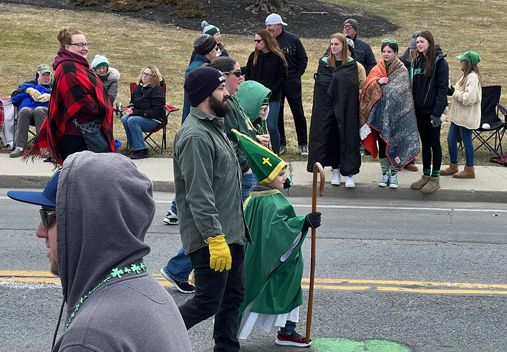 St. Patrick makes a guest appearance at the parade.