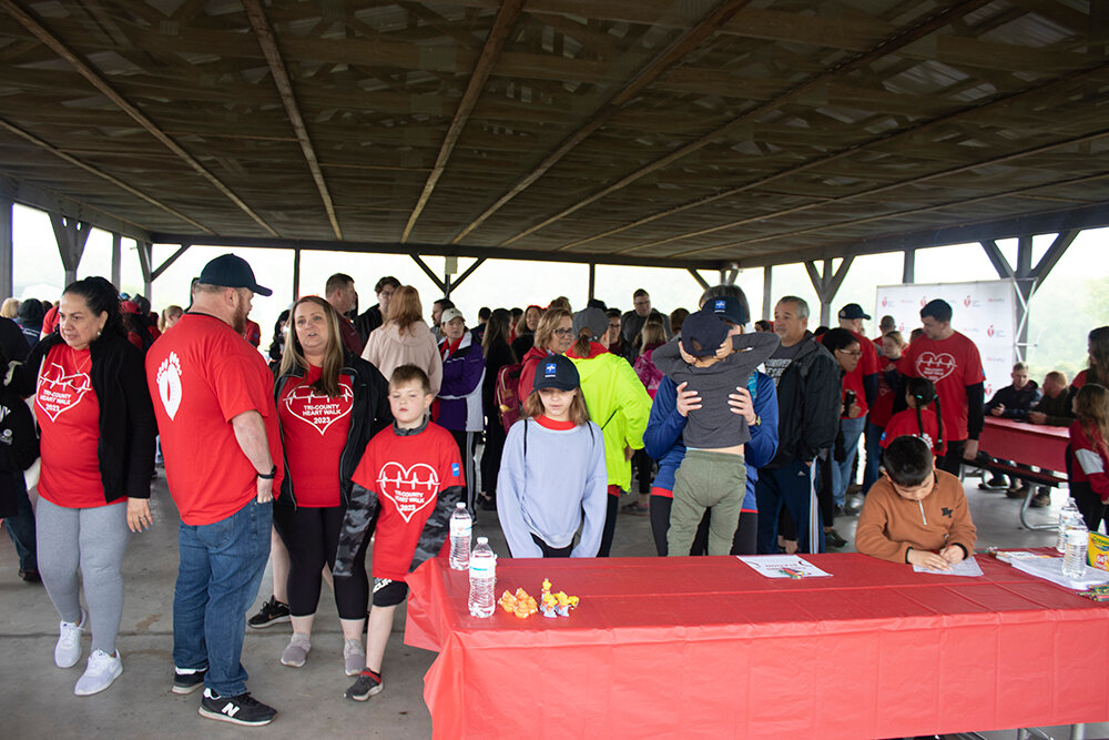 More than 100 people gathered at the pavillion at Benedict Park for the Tri-County Heart Walk.