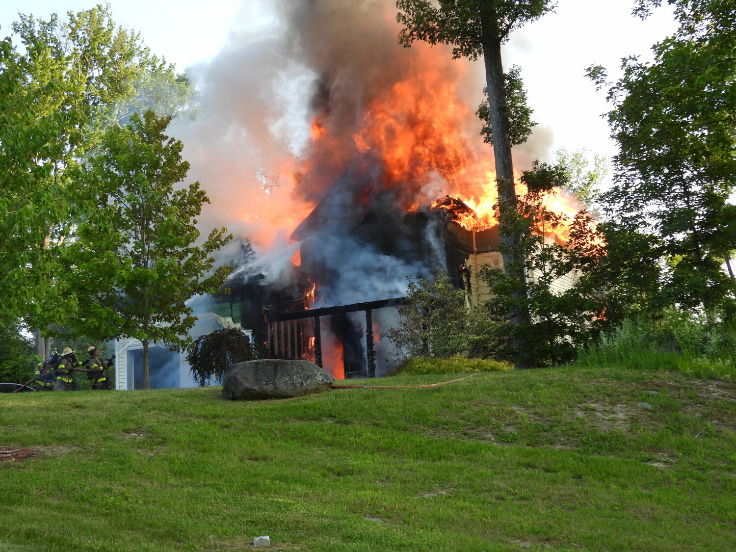 Firefighters battled a blaze Thursday on Copper Rock Road in the Town of Newburgh