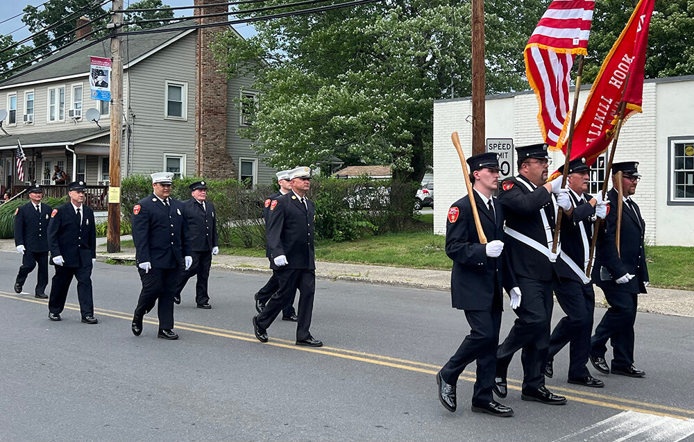 Wallkill Fire Department led the parade along River Road into Wallkill Avenue with their Color Guard.