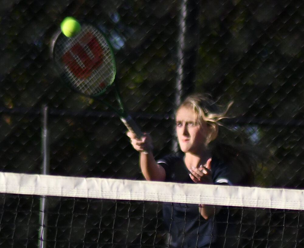 Highland's Ella Fuller returns the ball during a MHAL girls' tennis match against Wallkill on Sept. 23, 2022, at Wallkill Senior High School.