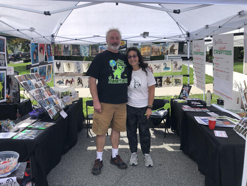 AnnMarie and Keith Roselli sell cryptid cards and related merchandise.