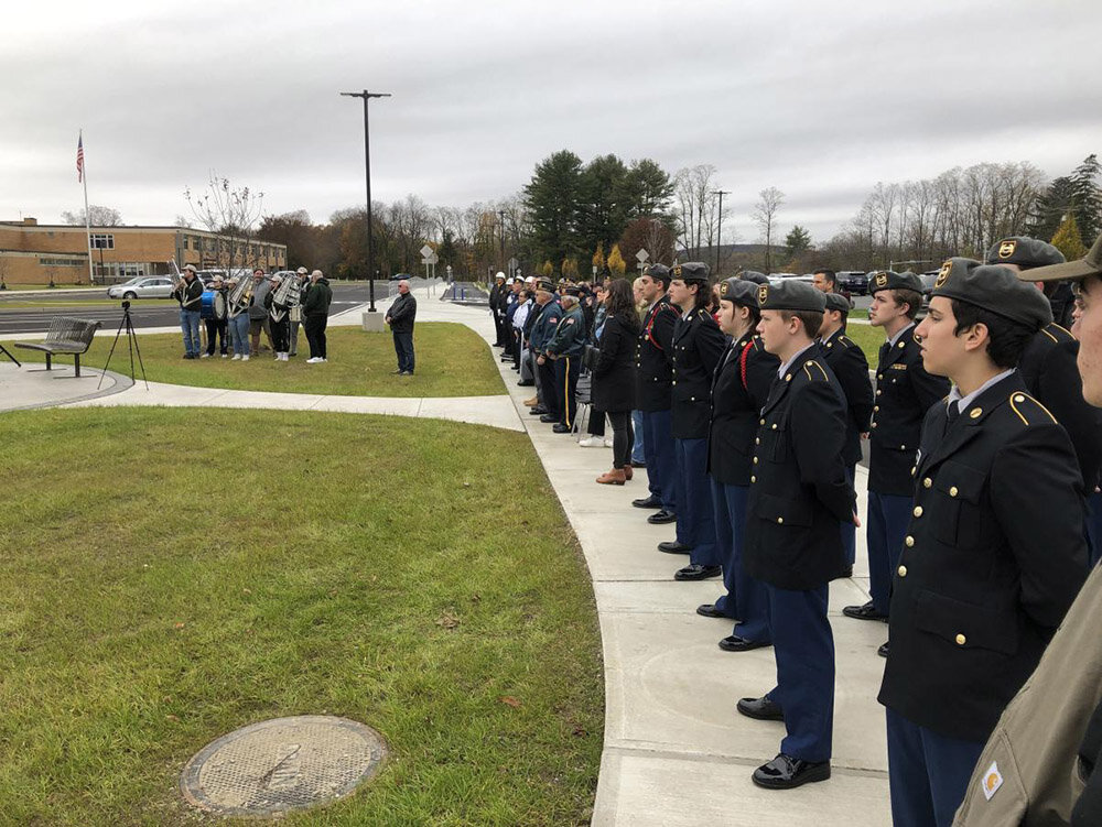 Members of Montgomery’s community attending the ceremony, including residents, students, officials, veterans, and members of Valley Central’s JROTC